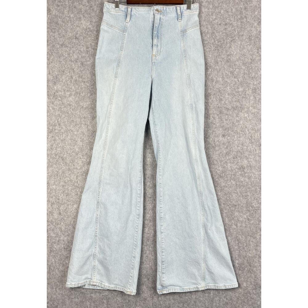 Free People Florence Flare Jeans Womens 30 Light Wash High Rise Festival Boho